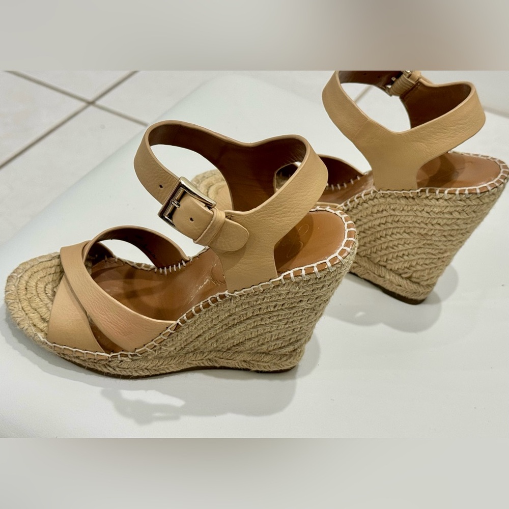 Joie Tan Leather strap and a natural woven jute platform Wedge Sandals 6.5 - Picture 4 of 6